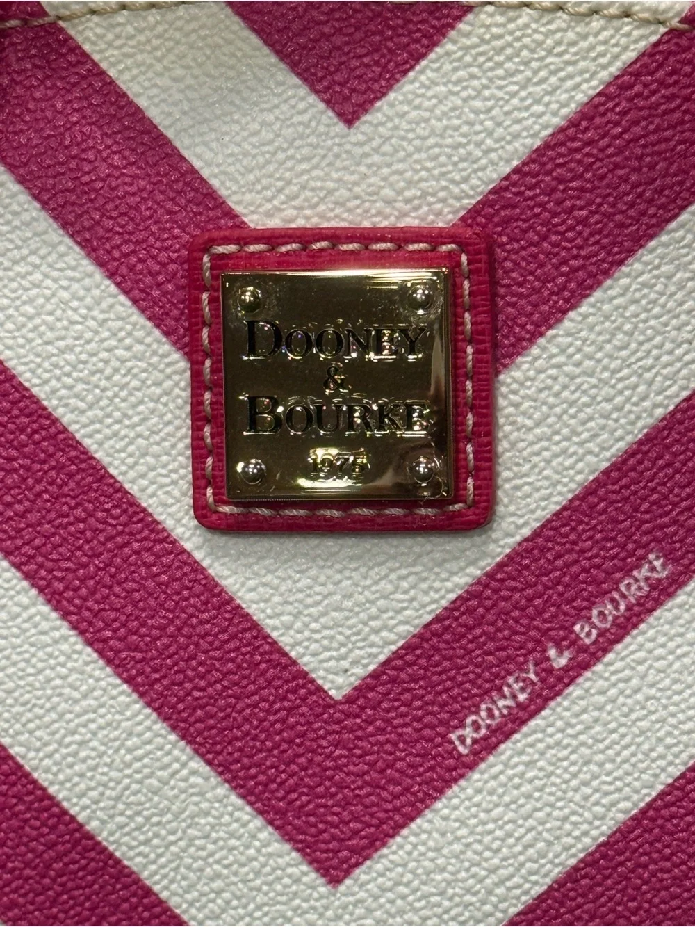Dooney & Bourke Chevron Ruby Pink Striped Mini Satchel Crossbody Bag